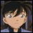 A 48x48 pixel buddy icon featuring a split composition with an anime character on the left and stylized text on the right against a black background.