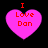 Four pink heart-shaped icons with red text "I Love Dan" arranged in a on a black background, each heart displaying slight variations in pixelation and size
