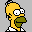 Pixelated cartoon character with yellow skin, green mouth, white shirt collar, and changing hair styles