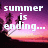 Pixelated sunset scene with palm trees and text overlays reading 'summer is ending...', 'and school is coming.', and 'summer '07' across four