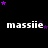 Black background with repeated white text 'massiie' and scattered purple stars in a pattern