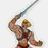 Pixelated cartoon character holding a sword with text reading "By the power of Greyskull" on white background.