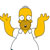 Pixelated yellow cartoon character with wide eyes, open mouth, and outstretched arms against white background.
