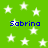 Green background with white stars and four instances of the name "Sabrina" in blue pixelated text.