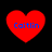 Four red heart shapes with blue text "Caitlin" on a black background, arranged in two of two