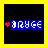 Pixelated icon with pink heart, blue text 'ARYGE', and black background; yellow border on left view, blue border on right view.
