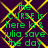 Green text on dark purple background with yellow chain-link pattern, displaying 'the CURSE is here ki & julia save the day' in pixelated font.