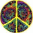 A circular icon divided into four quadrants by a yellow cross, each quadrant filled with multicolored pixelated patterns including purple, green, red, and blue hues.