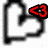 Six variations of a white heart-shaped icon with black outline, each featuring a colored '<3' symbol in the top-right corner.