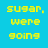 Yellow pixelated text on a solid cyan background, with visible animation effects