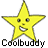 Static pixel art icon of a yellow star-shaped mascot with facial features and the text "Coolbuddy" below it on a gray background.