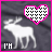 Animated contact sheet of 24 frames showing a white moose silhouette with pink-outlined hearts, displaying changing text below the moose on a dark gray background.