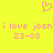 Yellow background with pink pixelated heart symbol above repeated text "i love josh i love josh 23-08" in two identical horizontal sections.
