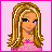 A 6-frame animated contact sheet showing a pixel-art character in pink and white attire with text "Pretty in Pink" across the bottom frames.
