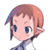 Pixelated anime-style character icon with short brown hair, blue eyes, and elf-like ears against a white background.
