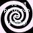 Four identical spiral patterns with text overlay, each showing 'robert pattinson is yummy!' in light blue pixelated font on black and white spiral background.