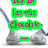 Animated icon with green and pink text overlays on a white background, featuring two silver Hershey's Kisses candies.