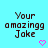 Pixelated text 'Your amazingg Jake' on cyan background with pink heart icon, showing animation frames where hearts change from solid to outlined states.