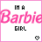 A 48x48 pixel animated contact sheet showing two frames of a pink-themed Barbie icon with text and a heart symbol.