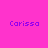 Pixelated text 'Carissa' appears in four positions on a bright pink background, with two instances overlaid by solid blue rectangles.
