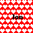 Red background with white heart pattern and four instances of the text 'Jon' in black pixelated font.
