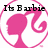 Pixelated pink silhouette of a female figure with flowing hair inside a circular frame, displaying text above and below the figure.