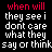 A 3x3 contact sheet of an animated text-based buddy icon showing repeated phrases with red-highlighted words across eight sampled frames on a black background.
