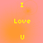 Yellow text "I Love U" arranged vertically on a gradient background shifting from pink to orange, with subtle circular light effects.