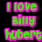 Pixelated text in green, blue, and purple on black background with gray rectangle; 'I love Billy Hubert' above date '4.14.08', below 'ILYUA!' in purple.