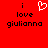 Red background with black text reading 'i love giulianna' and a white pixelated heart symbol above the word 'love' on the left side.