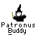Animated contact sheet showing five frames of a wizard-themed buddy icon with green staff and text "Patronus Buddy" on gray background.