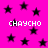 A bright pink background filled with black stars and repeated white text reading "CHAYCHO" in pixelated font.