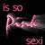 Animated contact sheet of nine pink text frames with varying adjectives on black background, each frame showing "is so" above a stylized "Pink" and an adjective below.