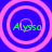 Four identical circular icons with pink concentric rings on a blue background, each containing green text reading 'Alyssa'.