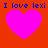 Four identical pixelated pink hearts on a solid red background with blue text reading 'I love lexi' above each heart.