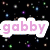 Black background with scattered multicolored dots; pink text in white outline reads 'gabby and didi', 'bfils', '4 eva!' across the image.