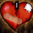 Six red broken hearts with bandages and white sparkles on a brown background, each displaying one word of 'I Don't In Love Be' in black text.