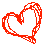 Nine heart-shaped outlines in red, orange, yellow, green, cyan, purple, pink, light purple, and magenta arranged in a on gray background