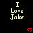 Black background with repeated 'I Love Jake' text and red heart symbols in a pattern