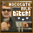 25 identical pixelated images showing a person holding a glass with a drink, each featuring the text "CHOCOLATE MILK BITCH!" in varying color schemes