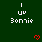Green background with white text 'i luv Bonnie' and red pixelated hearts below each text block.