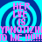 Pixelated text in pink and cyan on a blue spiral background, repeating 'HER LIVE IS HYPNOTIZING TO ME !!!!' with distorted lettering.