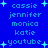 Blue background with light blue text and white plus signs, displaying repeated names and 'youtube' in pixelated font across two