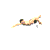 A sequence of pixelated frames showing a shirtless character in black swim trunks performing acrobatic poses against a solid gray background.