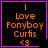 Four identical square with black backgrounds and purple borders display orange text reading "I Love Ponyboy Curtis <3"; one includes a small pink heart symbol