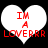 Two white heart shapes with red text reading "IM A LOVERRR" on a black background, each heart slightly offset from the other.