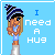 A 3x3 grid of pixel art frames showing a cartoon girl with long blonde hair wearing a blue and white striped beanie, light blue shirt, and gray boots, standing against a solid light blue background with the text "I need A HUG" in varying color states across frames.