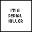 Animated sequence showing text transitions from 'I'M A SERIAL KILLER' to 'DOON WITH FRUIT LOOPS!!!' with colorful fruit-shaped particles and orange circular elements appearing and disappearing.