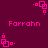 Pixelated pink geometric shapes and text on a dark magenta background, with repeated 'Farrohn' labels.