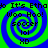 A static digital image with a blue and green spiral background and overlaid text including "It's Etha", "Woo Hoo!", "soccer", "lol", and "XD".